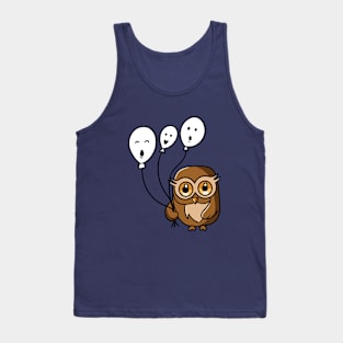 Cute owl holding ghost balloons Tank Top